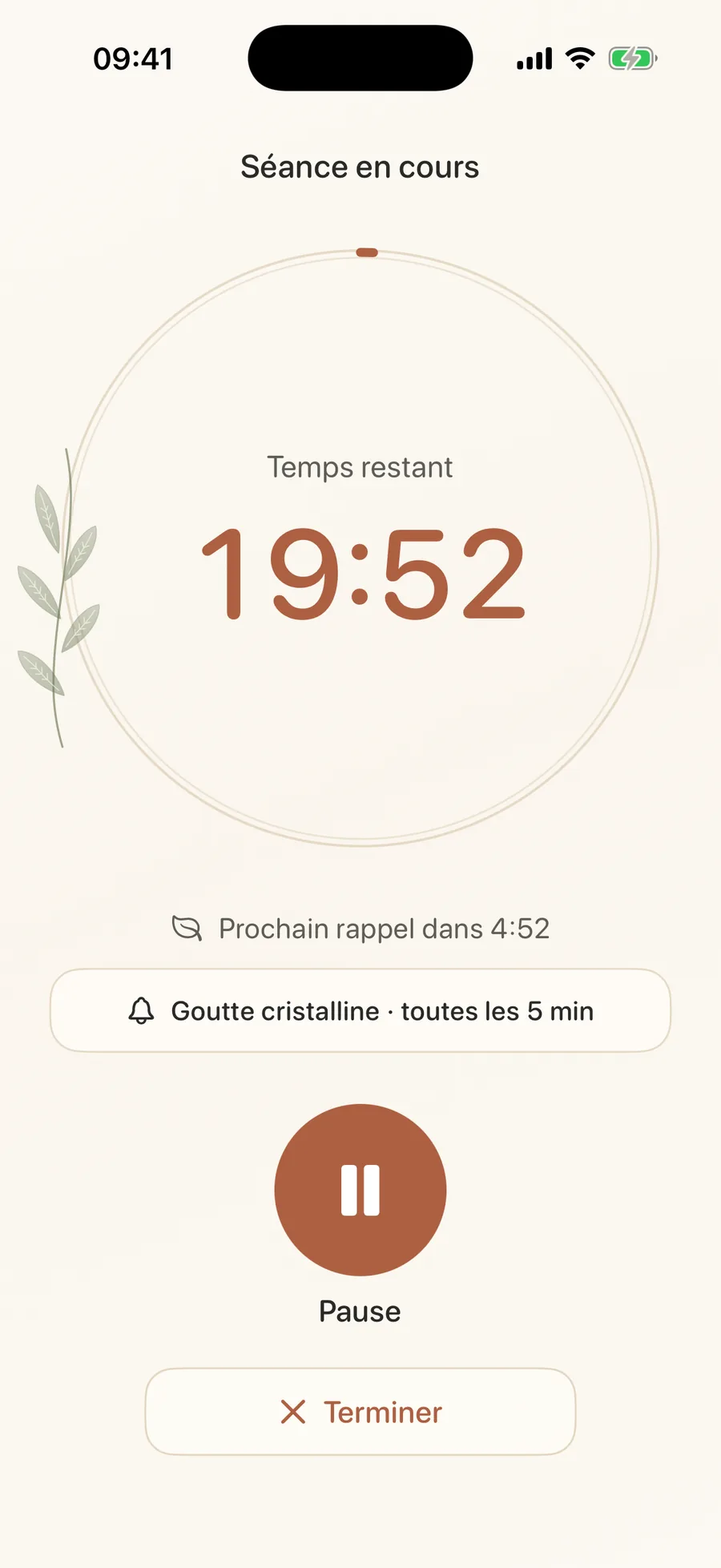 Minuteur réel d’une séance Accalma en cours